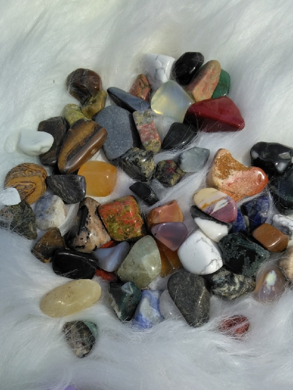 60 Mixed Tumbled Gemstone Lot - Multicolor